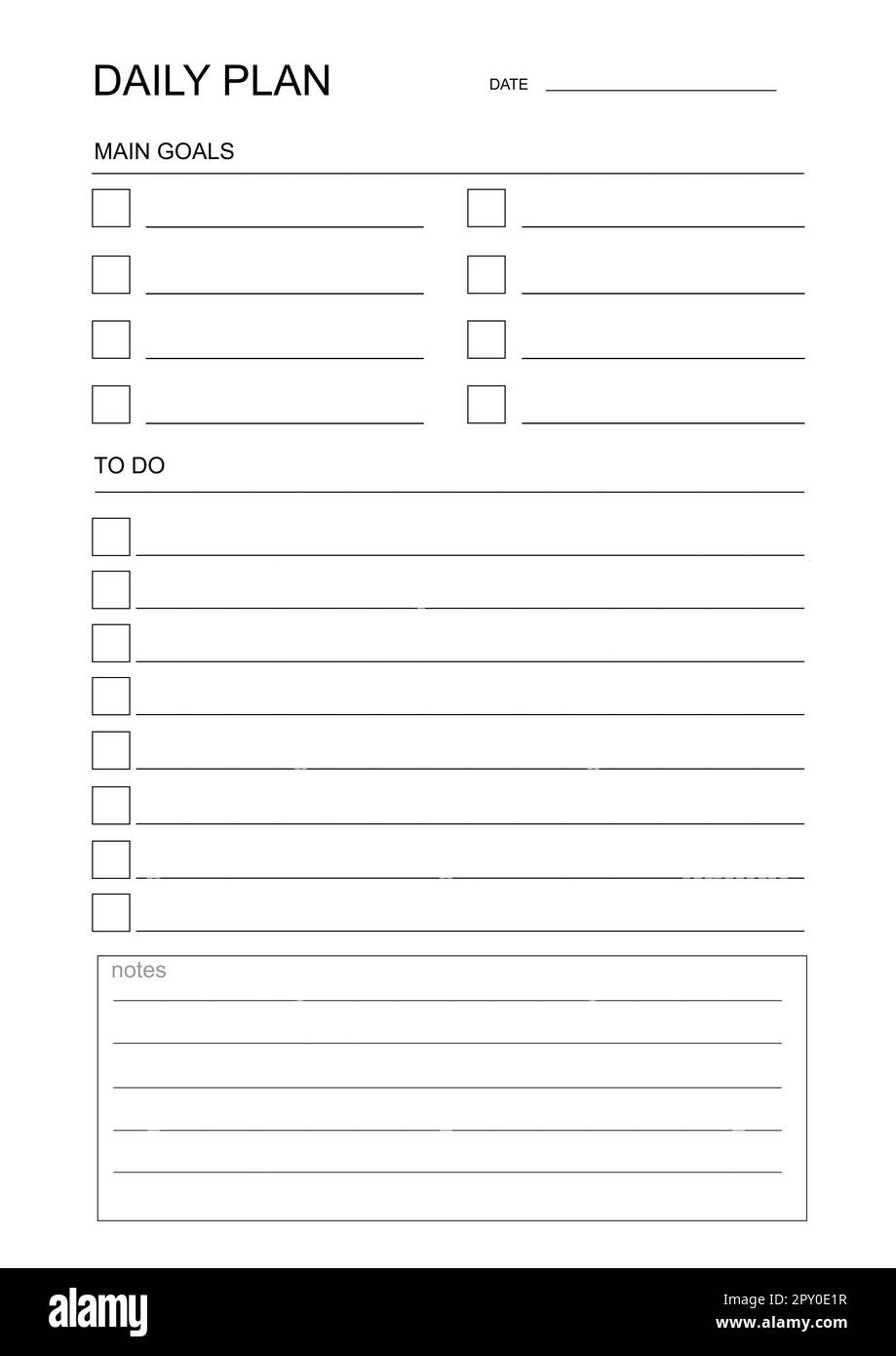 Daily planner. Planner for every day. Schedule for day. Daily calendar. Organizer for working