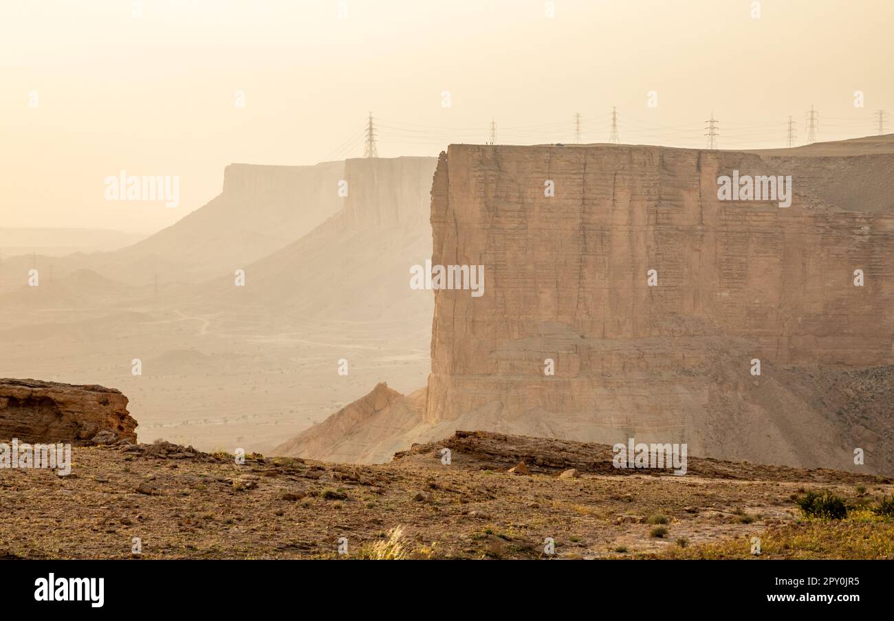 The Jabal Tuwaiq Mountains, with desert landscape, Riyadh, Saudi Arabia