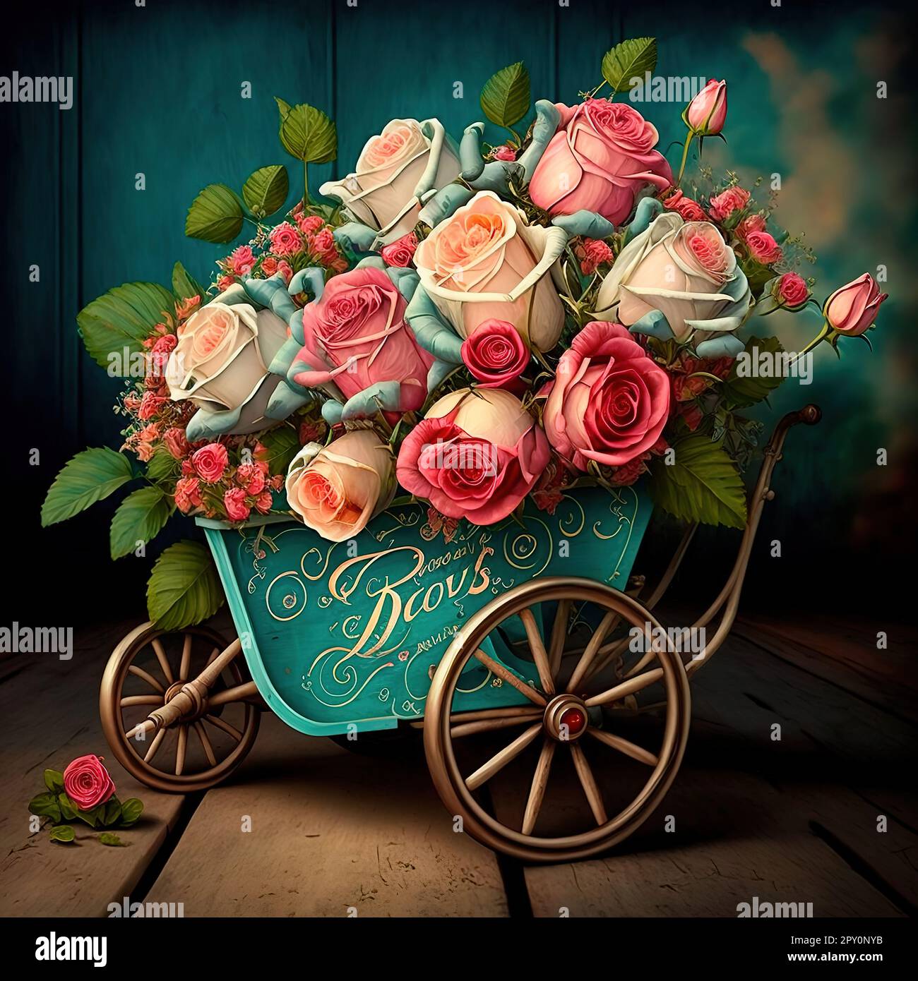 This stunning piece of artwork showcases a basket overflowing with ...