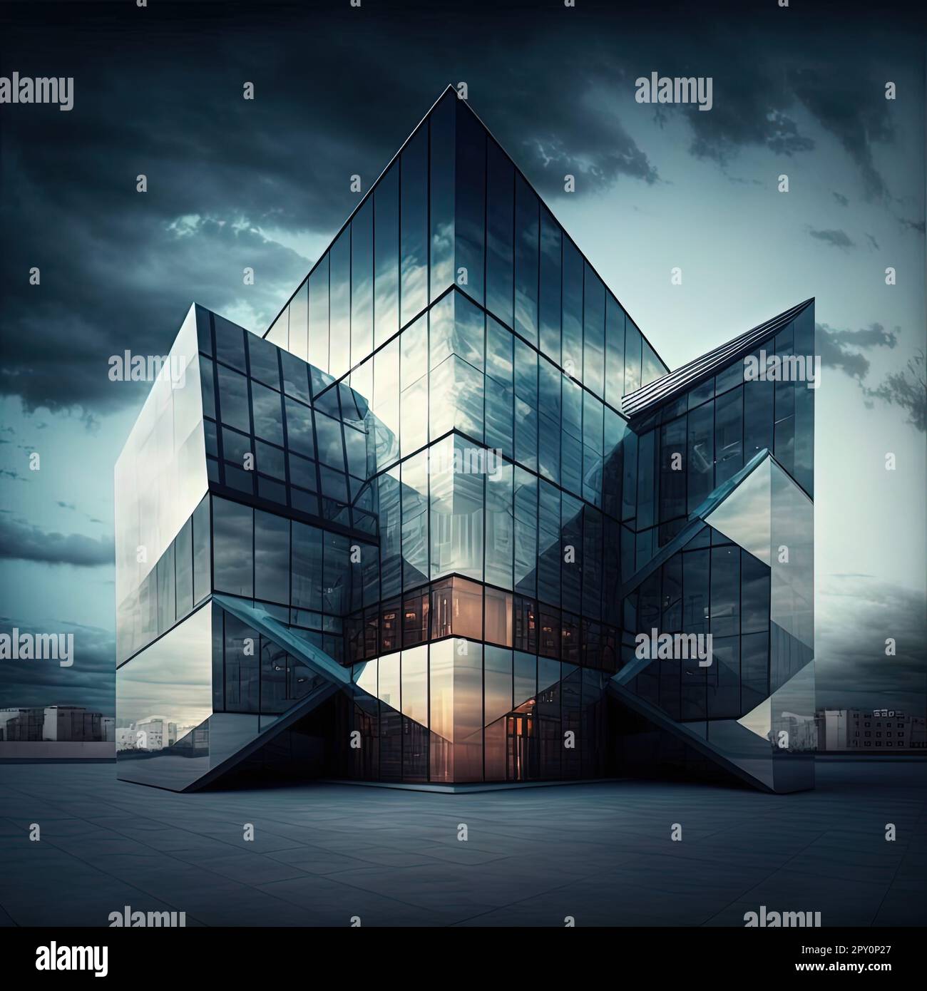  This breathtaking piece showcases the beauty of a contemporary building ...