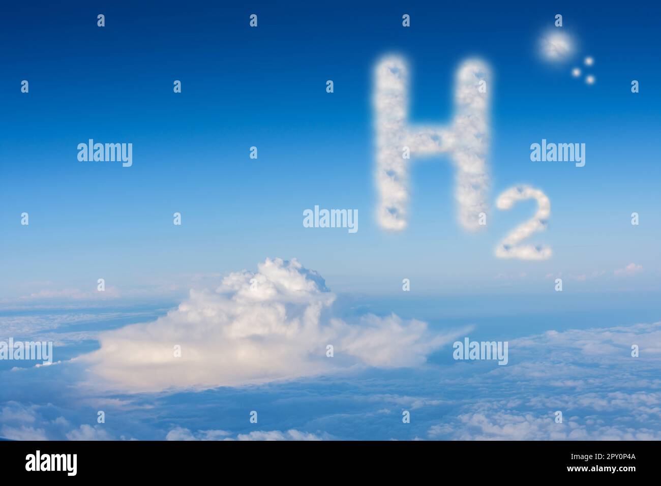 3D illustration renewable pure energy soft white h2 hydrogen over white ...