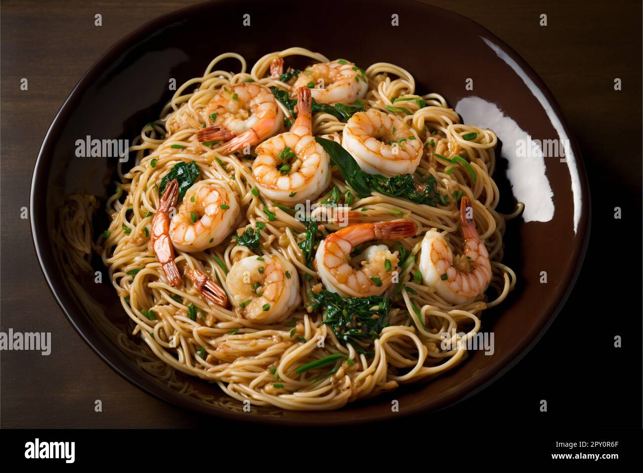 spicy garlic noodles with shrimp. Ai generativ Stock Photo Alamy