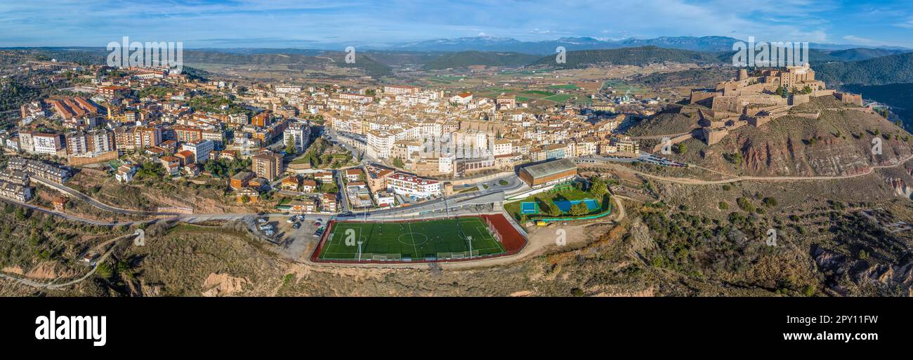 Panoramic view of Cardona, a municipality in Spain belonging to the province of Barcelona, in Catalonia Spain. Located in the Bages region, with a pop Stock Photo