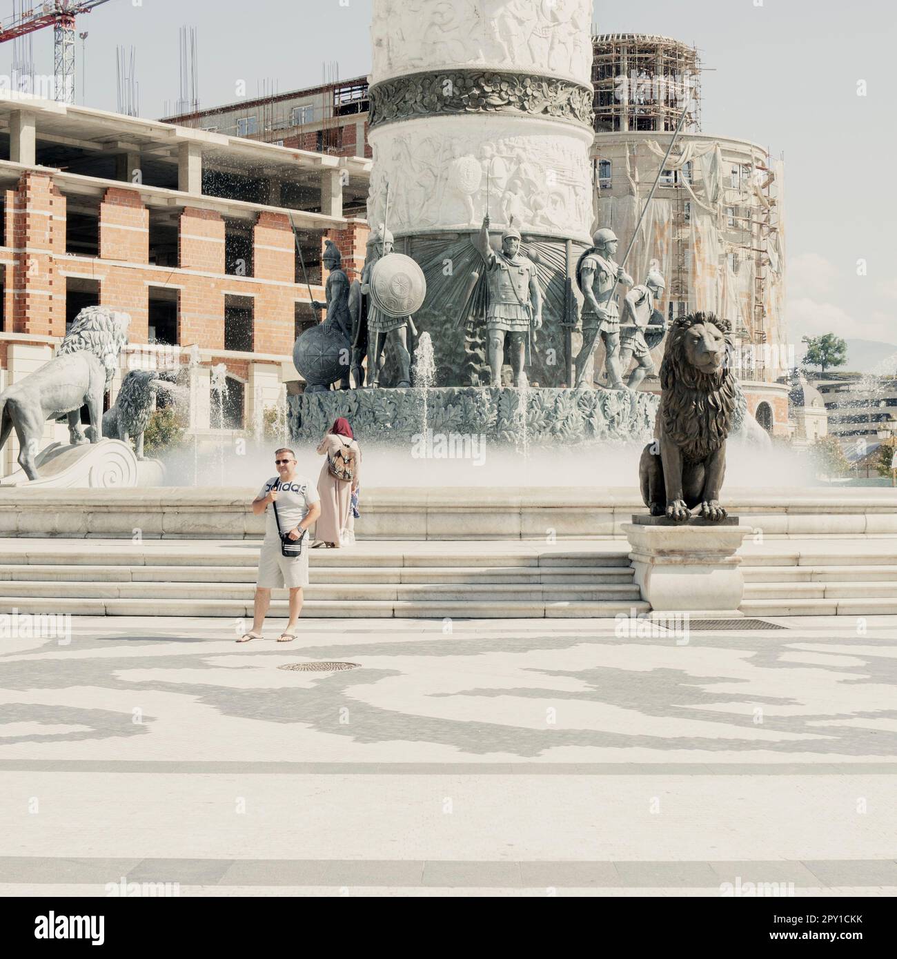 Skopje, North Macedonia. Some panoramas of the city, its monuments and its streets, which are filled with tourists in the summer season Stock Photo