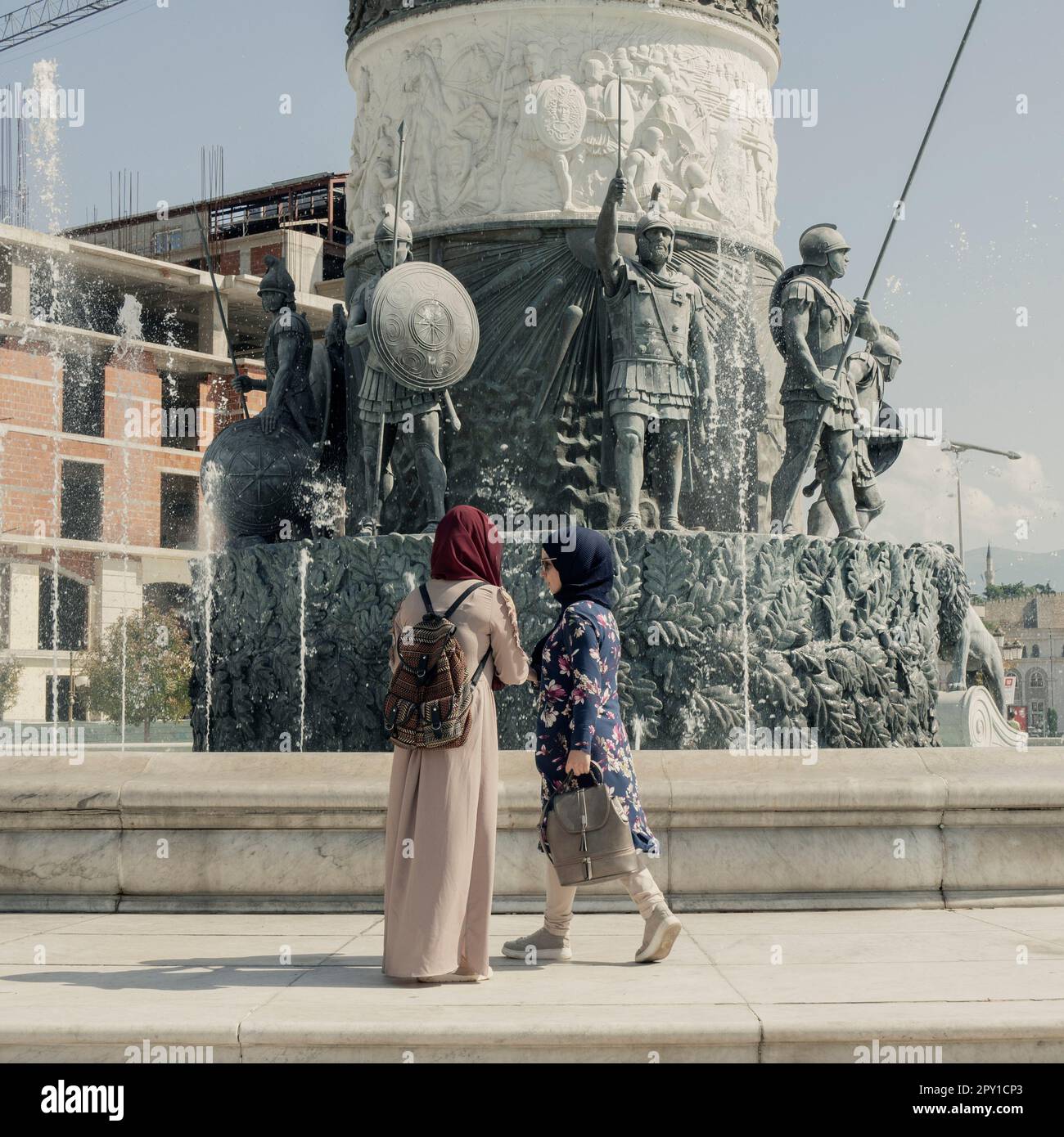 Skopje, North Macedonia. Some panoramas of the city, its monuments and its streets, which are filled with tourists in the summer season Stock Photo