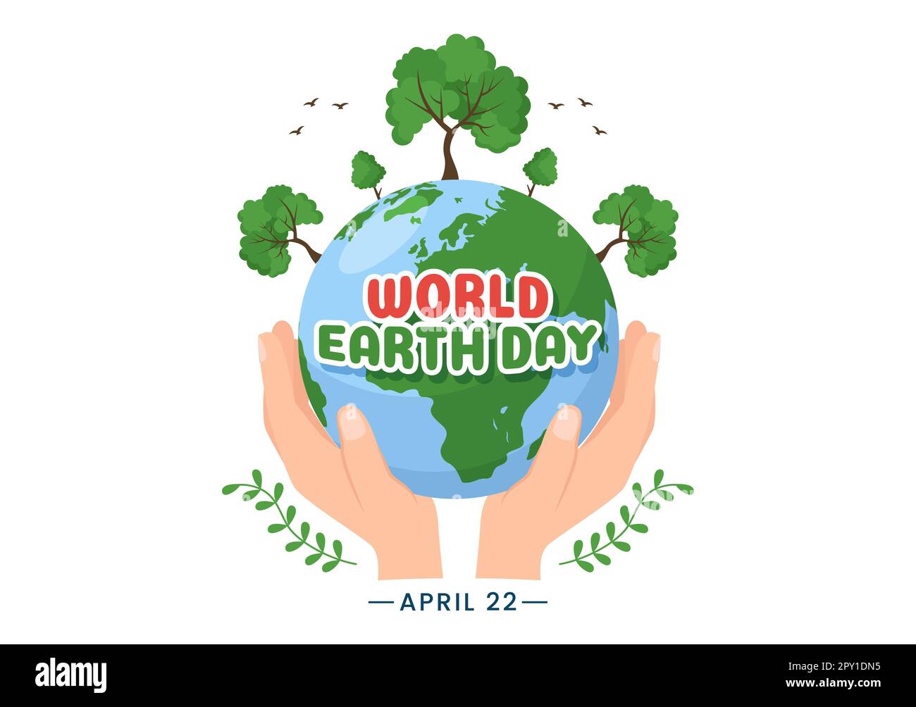 Happy Earth Day on April 22 Illustration with World Map Environment in ...
