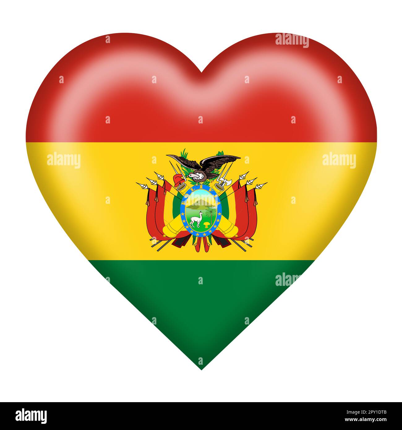 A Bolivia flag heart button isolated on white with clipping path 3d ...