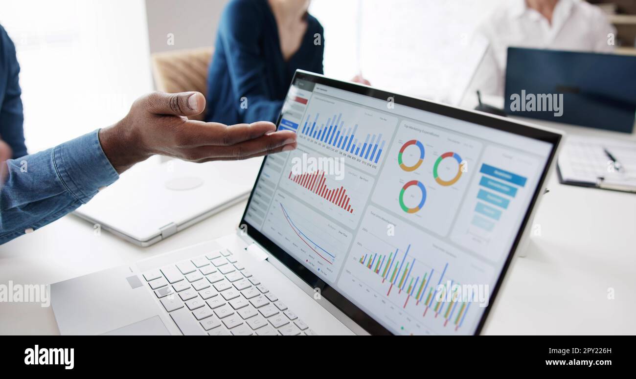 Financial Advisor Group Meeting Examining Analytics Dashboard Stock ...