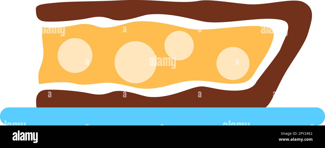 Pie slice with berry isolated on white background. Stock Vector