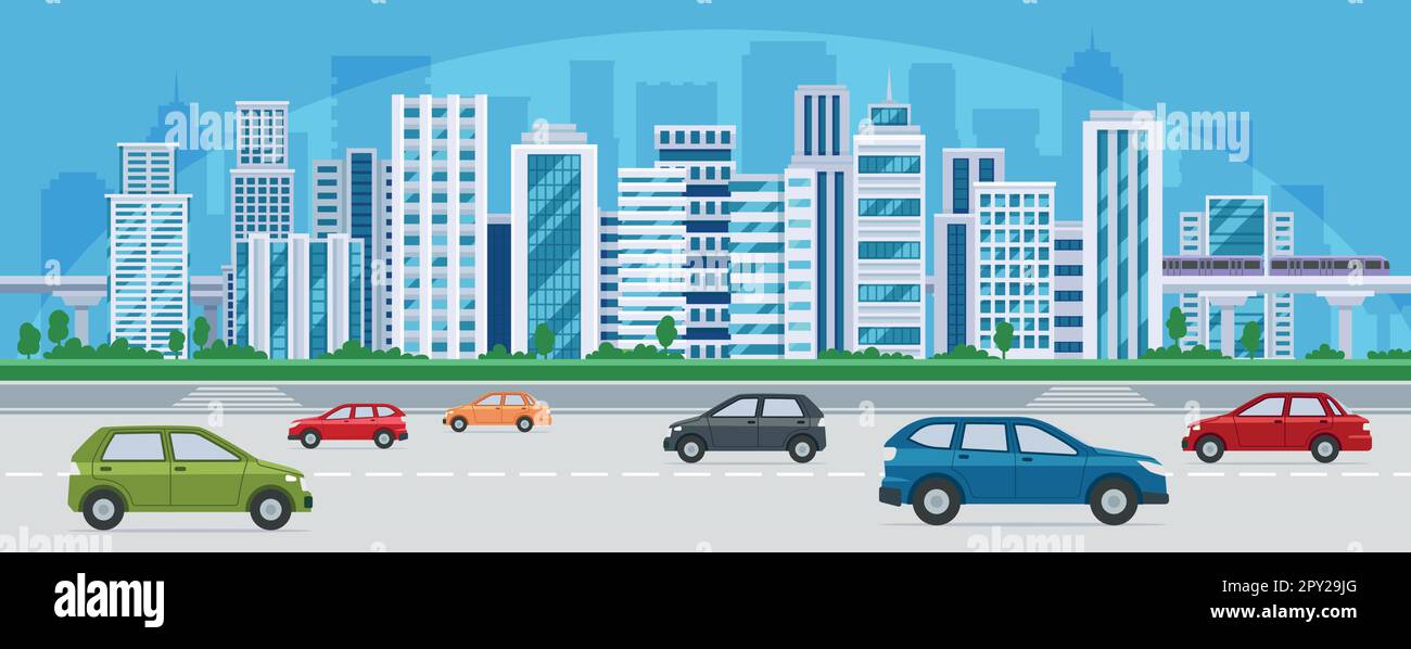 Cityscape with cars Stock Vector