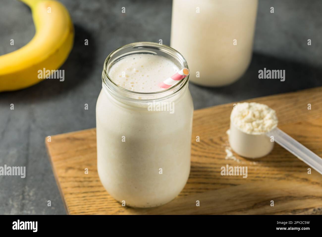 Cold Frozen Vanilla Whey Protein Shake for Breakfast Stock Photo Alamy