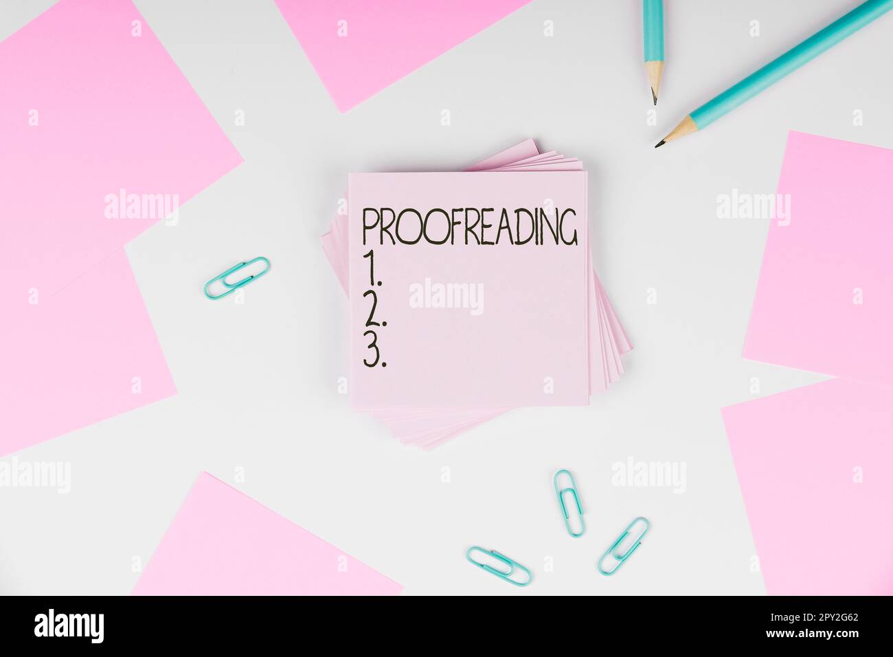 Handwriting text Proofreading, Concept meaning act of reading and marking spelling, grammar and syntax mistakes Stock Photo