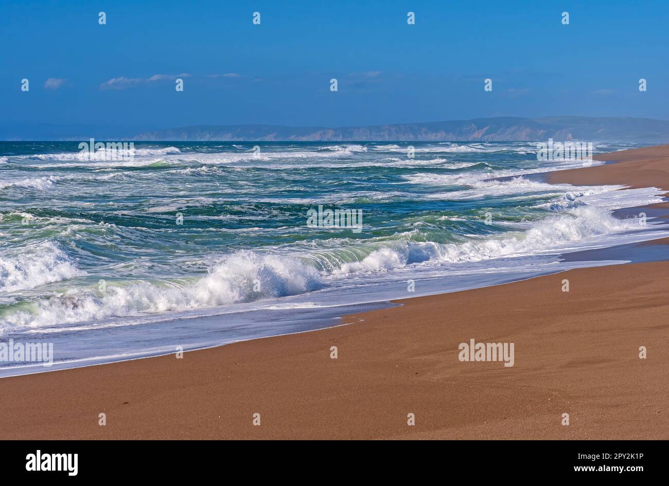 Churning Waters on a Remote Beach in Point Reyes National Lakeshore in California Stock Photo