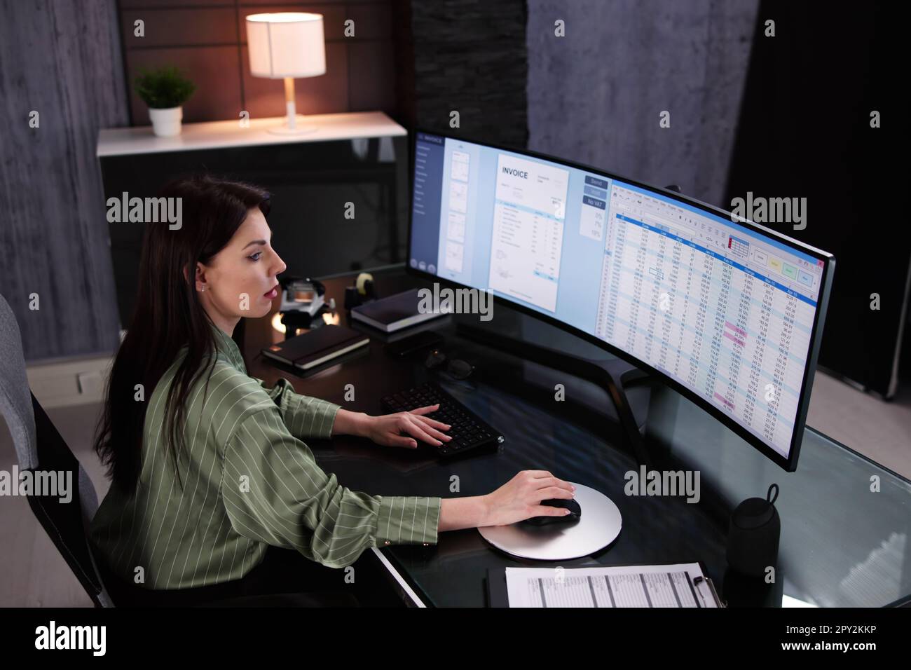 Account Manager In Office Coding Medical Bill Stock Photo
