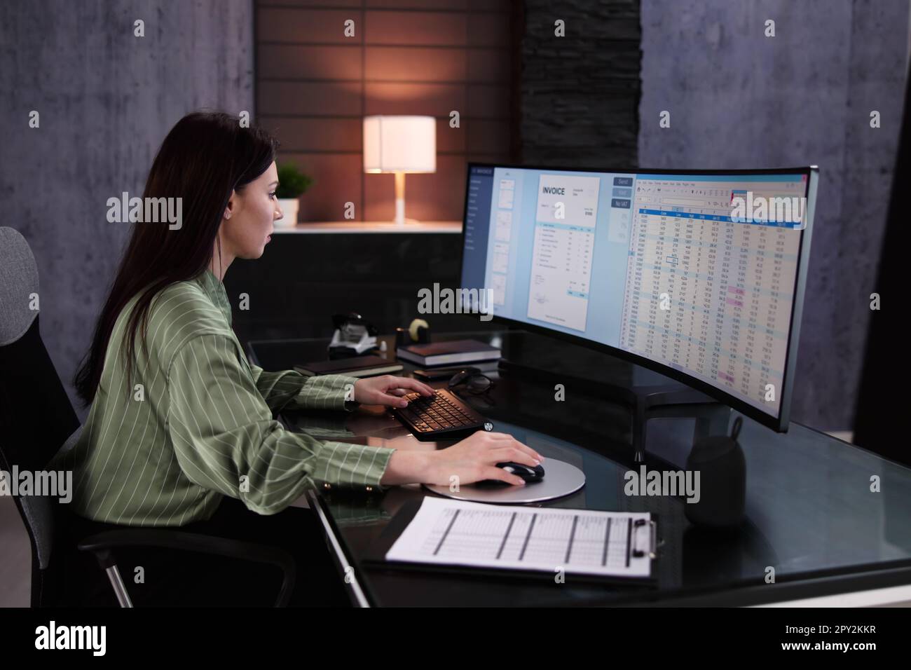 Account Manager In Office Coding Medical Bill Stock Photo