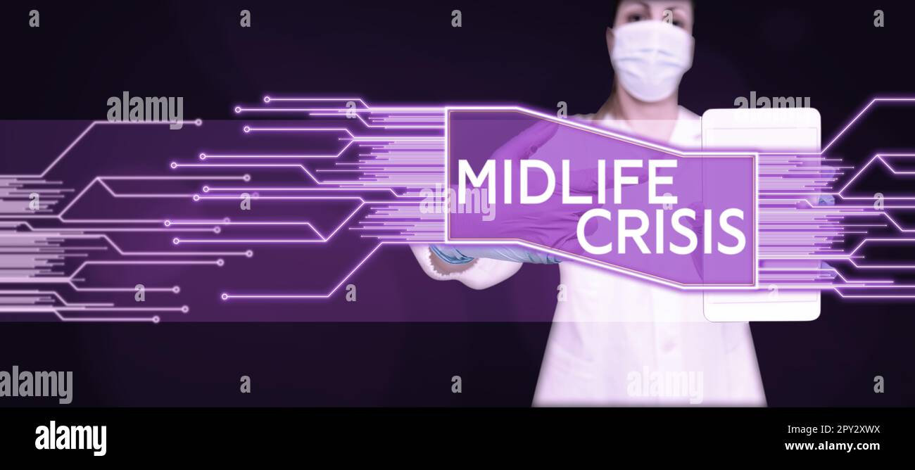 Text caption presenting Midlife Crisis, Conceptual photo Software development technique Decomposing an application Stock Photo