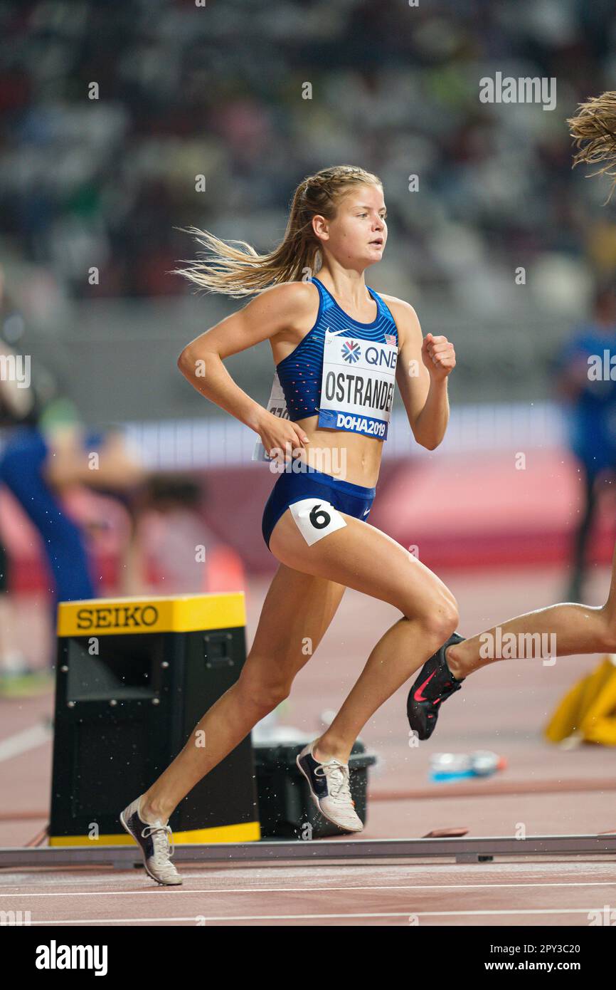 Allie OSTRANDER participating in the 3000 meter steeplechase at the
