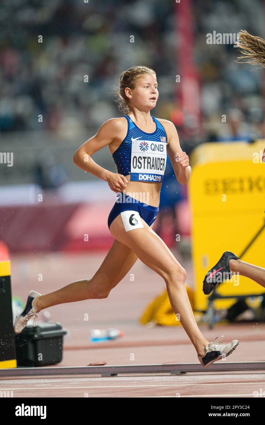 Allie OSTRANDER participating in the 3000 meter steeplechase at the