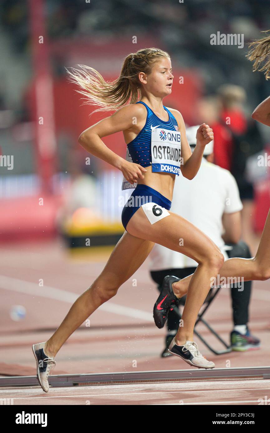 Allie OSTRANDER participating in the 3000 meter steeplechase at the