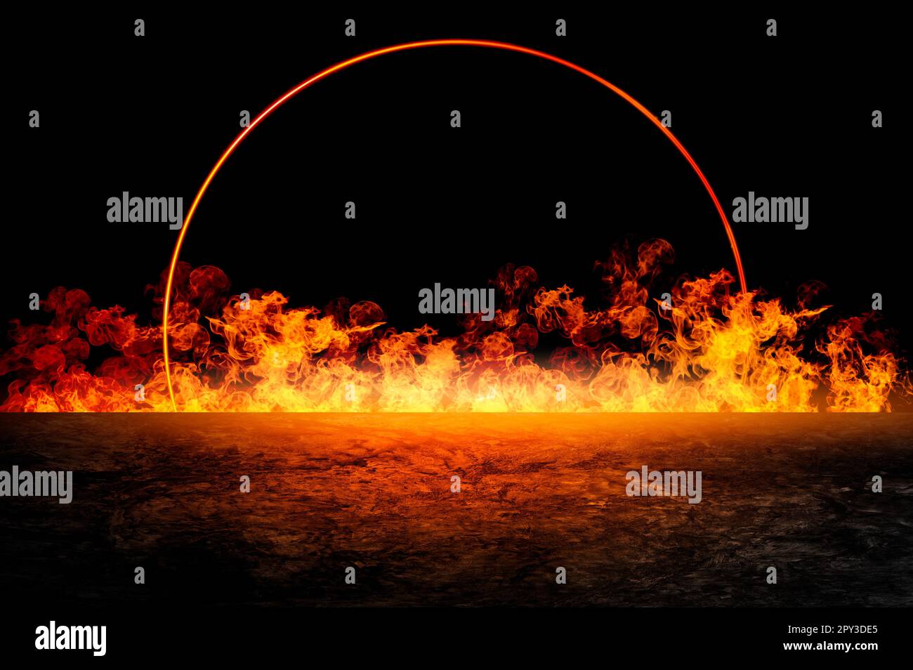 Display free space next to the burning flames Stock Photo