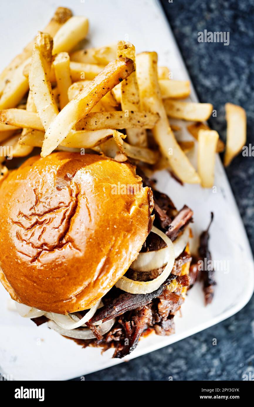 american barbecue beef brisket burnt ends sandwich Stock Photo Alamy