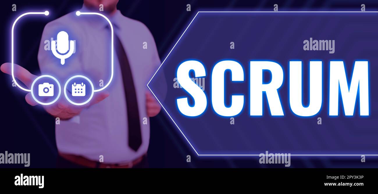 Sign Language Scrum Inspiration showing sign Scrum, Word Written on handwriting as distinct ...