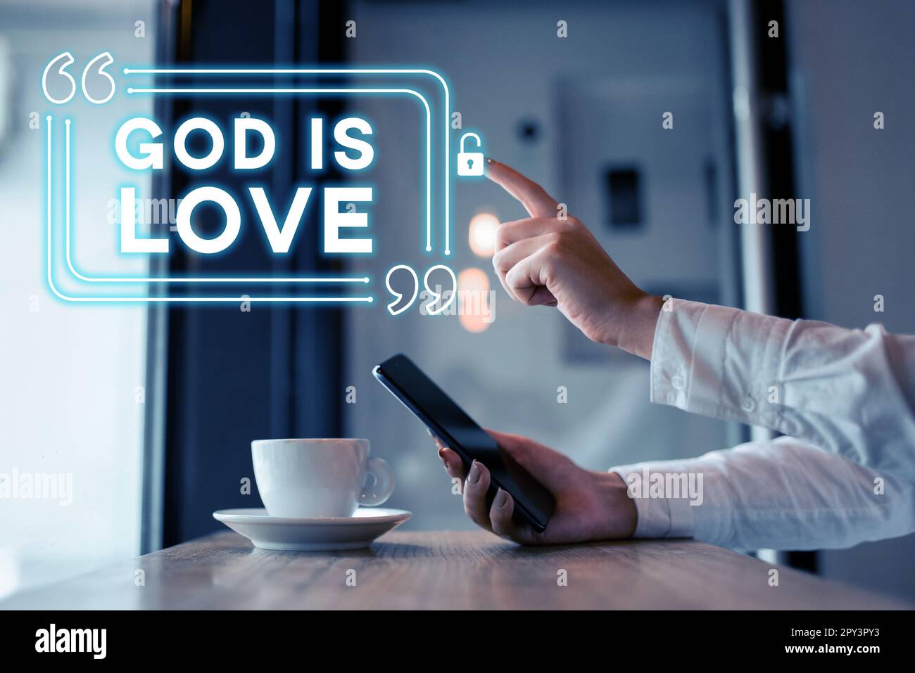 Handwriting text God Is Love, Concept meaning Believing in Jesus having