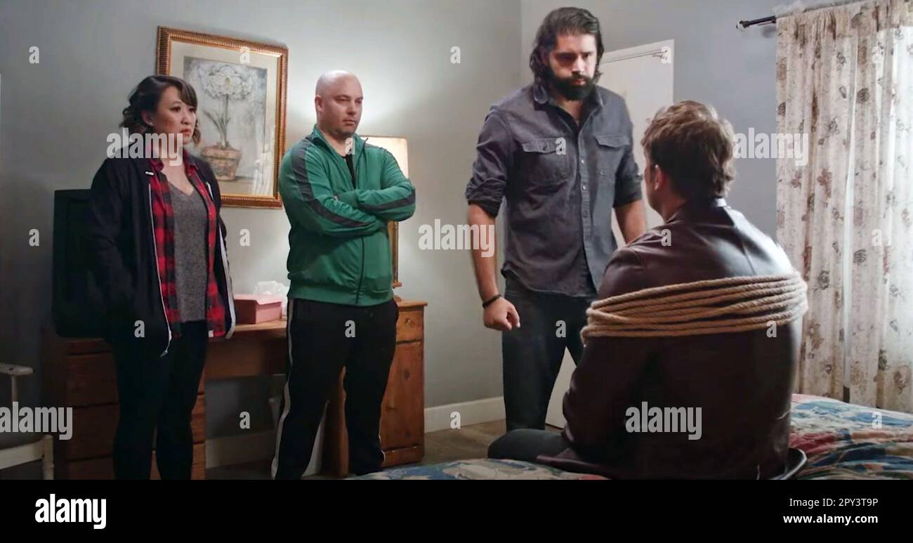 ANDY SOMEBODY, from left: Becky Wu, Jeremy M. Evans, Franko Marcano, Tim  Parrish, 2023. © Launch Releasing / Courtesy Everett Collection Stock Photo  - Alamy, image size:1300x773