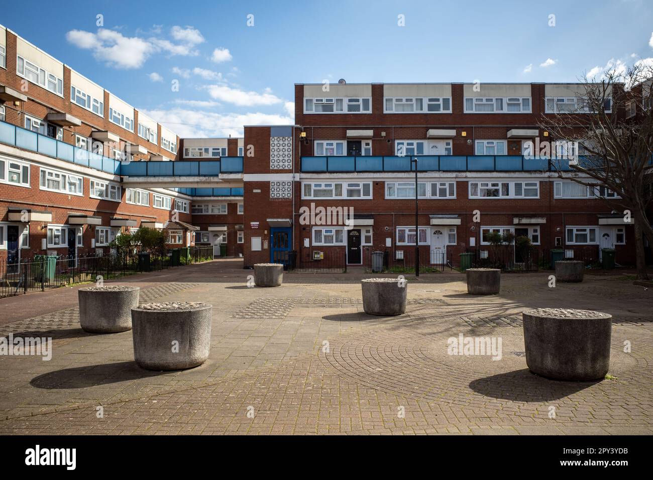 Low rise council flats. 1960's / 70s housing estate in Custom House