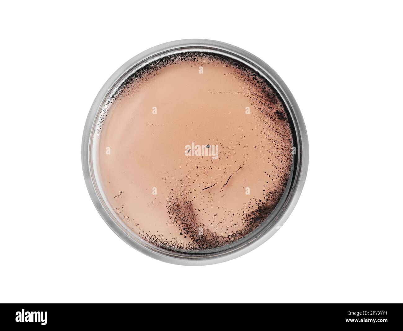 Petri dish with bacteria colony isolated on white, top view Stock Photo ...
