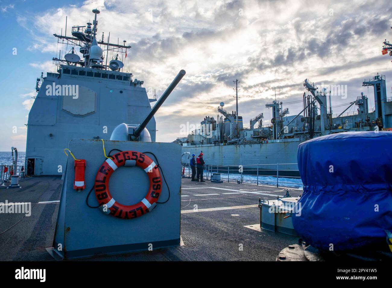 At Sea. 2nd Apr, 2023. The Ticonderoga-class Guided-missile Cruiser USS ...