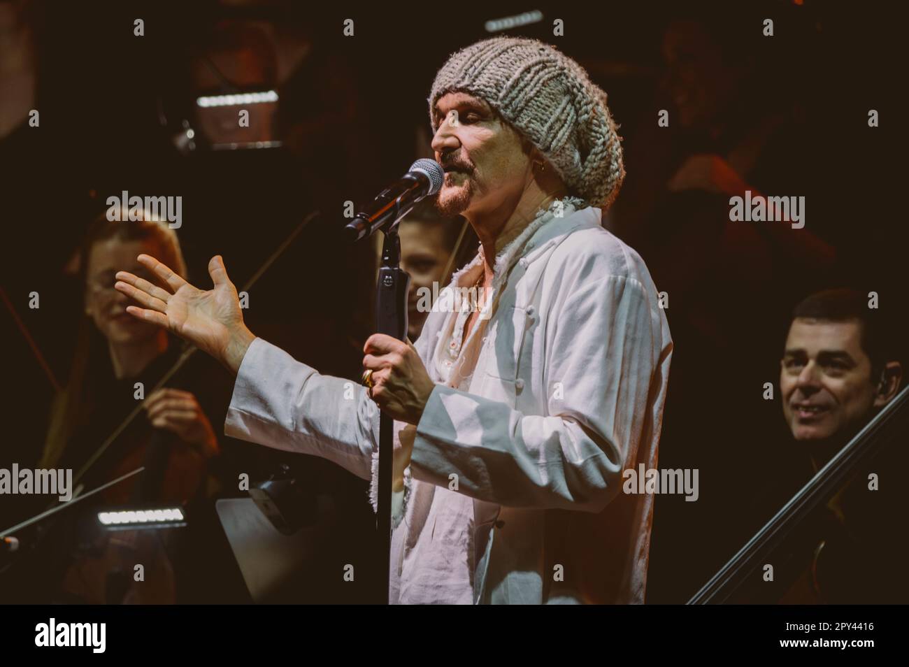 Newcastle, UK. 2nd May 2023 - English band James perform at O2 City Hall Newcastle with the Orca 22 orchestra. Credit: Thomas Jackson/Alamy Live News Stock Photo