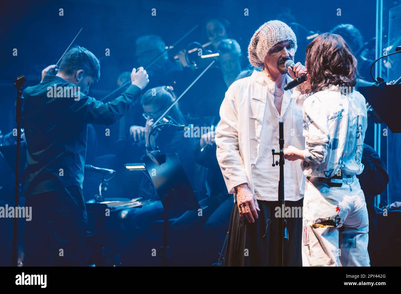 Newcastle, UK. 2nd May 2023 - English band James perform at O2 City Hall Newcastle with the Orca 22 orchestra. Credit: Thomas Jackson/Alamy Live News Stock Photo