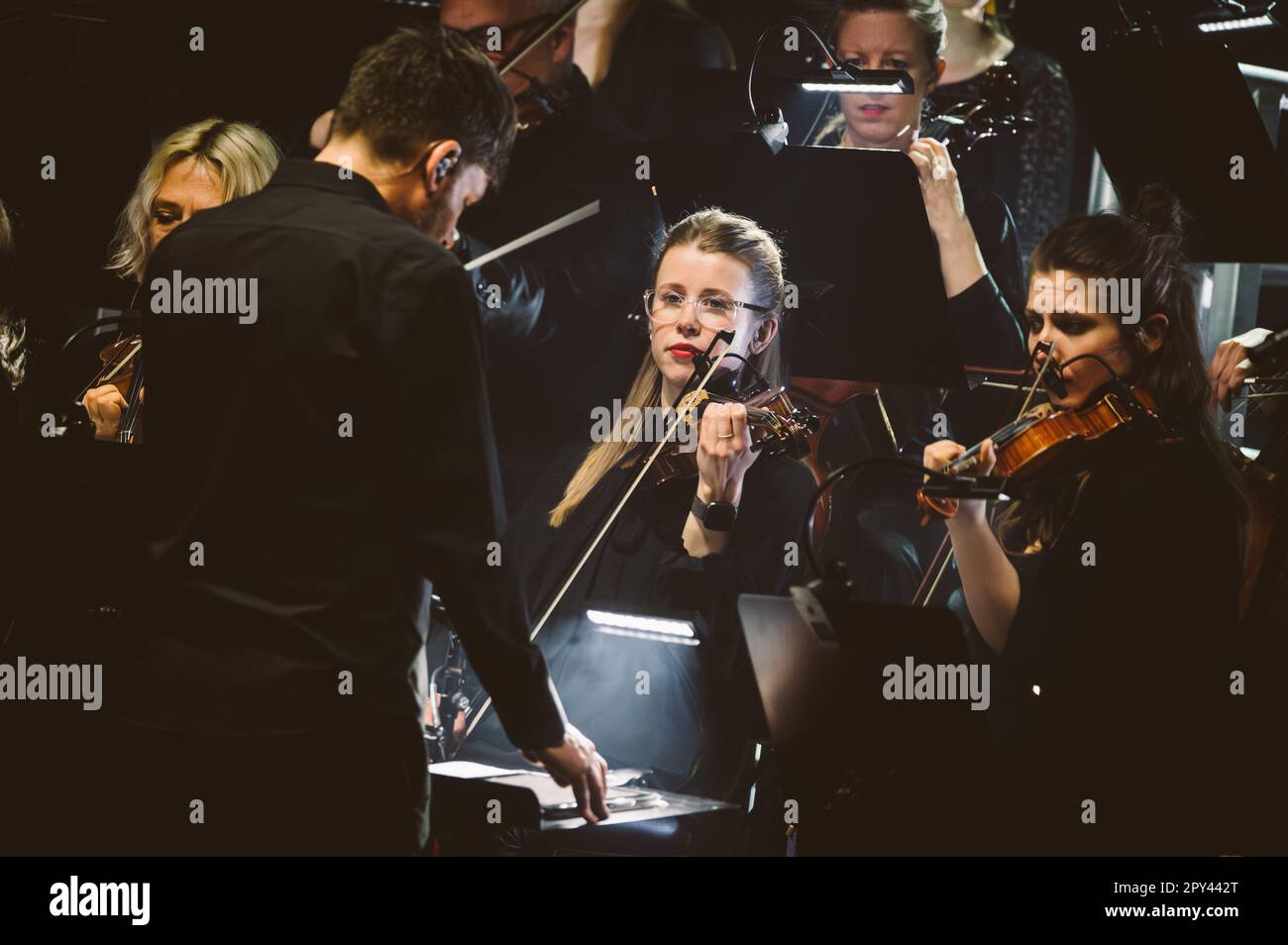 Newcastle, UK. 2nd May 2023 - English band James perform at O2 City Hall Newcastle with the Orca 22 orchestra. Credit: Thomas Jackson/Alamy Live News Stock Photo