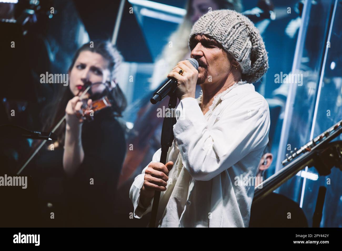 Newcastle, UK. 2nd May 2023 - English band James perform at O2 City Hall Newcastle with the Orca 22 orchestra. Credit: Thomas Jackson/Alamy Live News Stock Photo