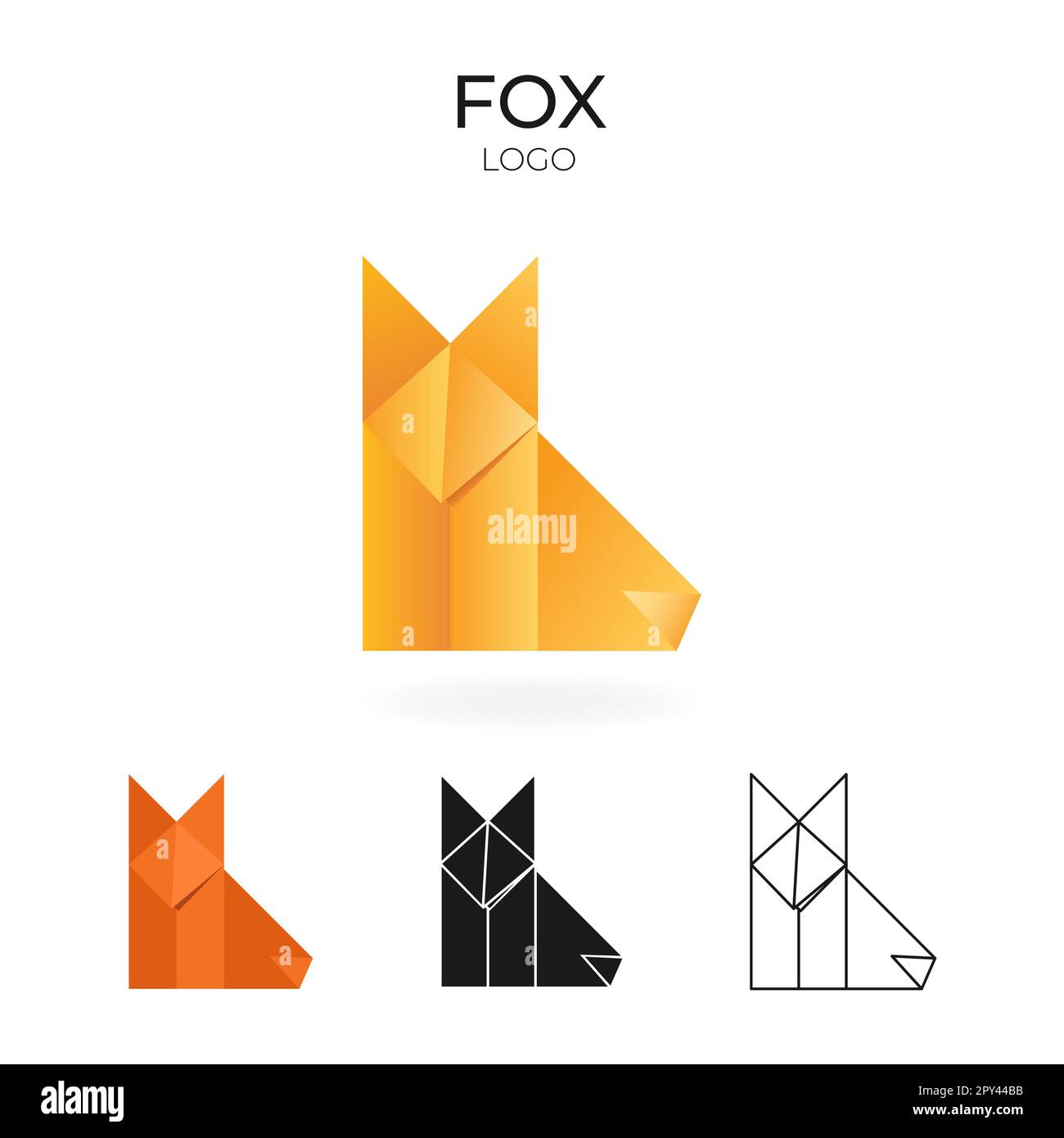 Origami vector logo and icon with fox.  Stock Vector