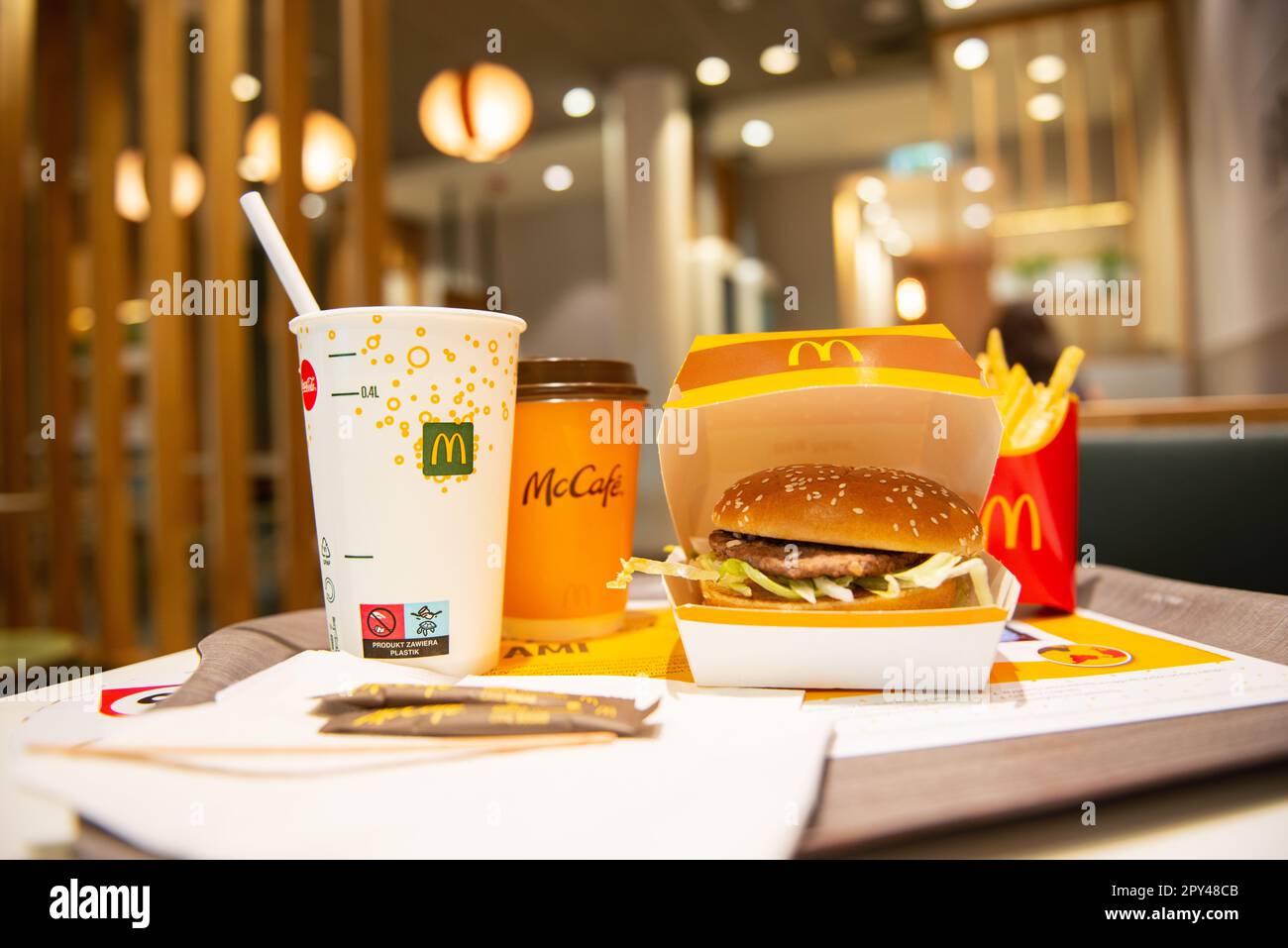 WARSAW, POLAND - SEPTEMBER 04, 2022: McDonald's French fries, burger ...