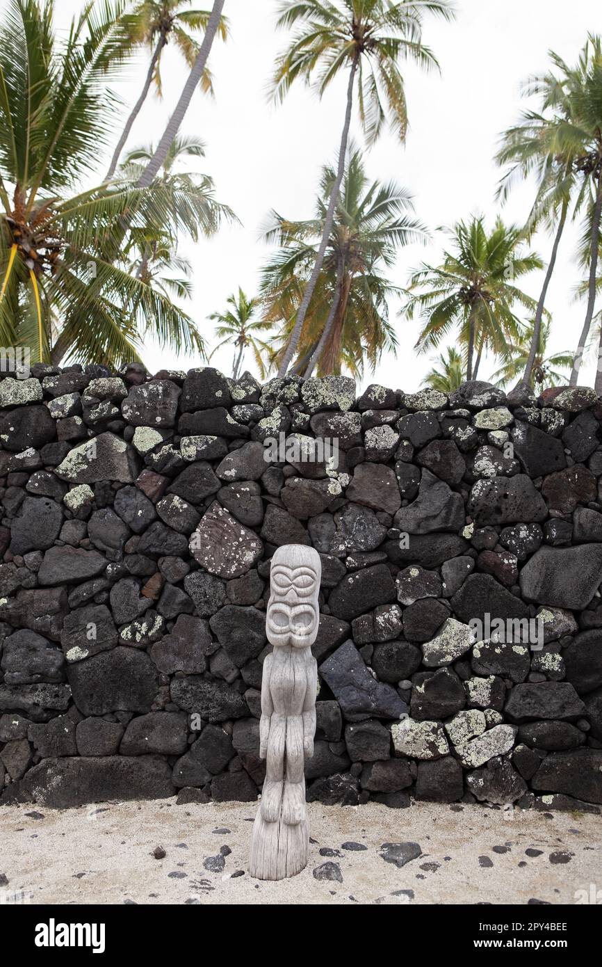 Hawaiian historical scenes from Puuhonua O Honaunau National Historical