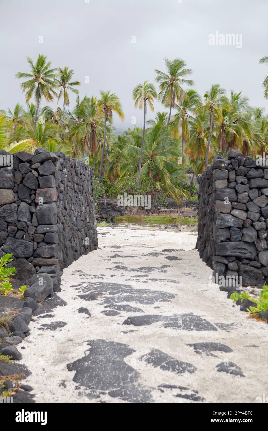 Hawaiian historical scenes from Puuhonua O Honaunau National Historical