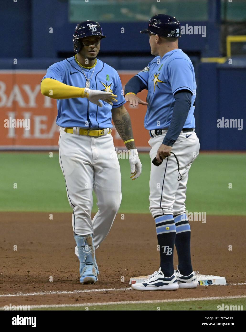 St Petersburg, United States. 02nd May, 2023. Tampa Bay Rays first base