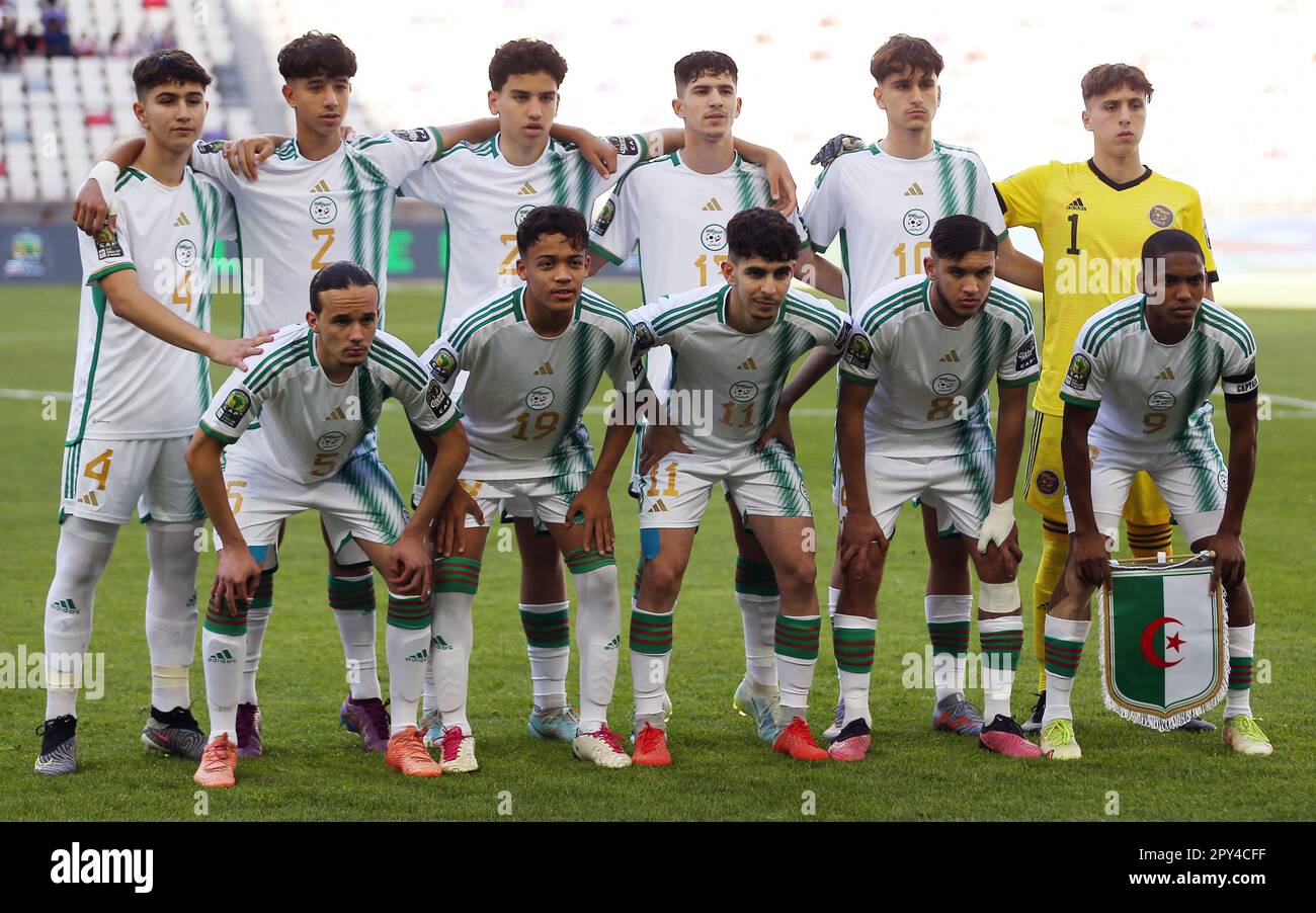 Algiers. 3rd May, 2023. Algeria's starters pose for a group photo