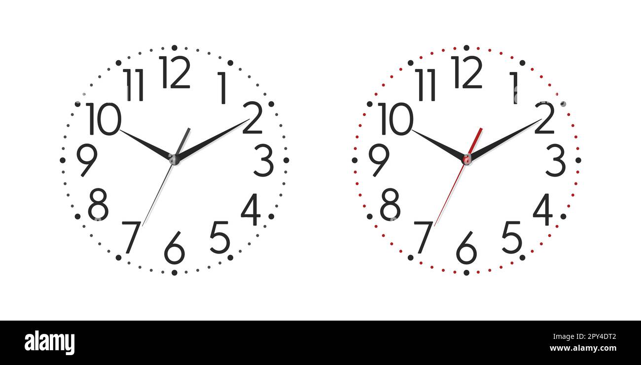 Vector 3d Realistic Wall Office Clock Face, Dial Icon Set Closeup