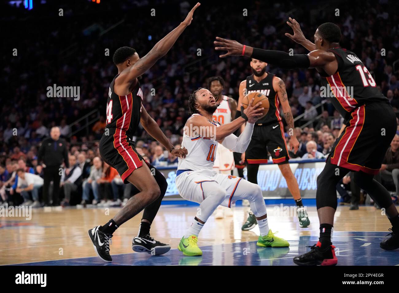 Miami Heat forward Haywood Highsmith (24) grabs a rebound during the first  half of an NBA basketball game against the Detroit Pistons, Tuesday, Dec.  6, 2022, in Miami. (AP Photo/Lynne Sladky Stock
