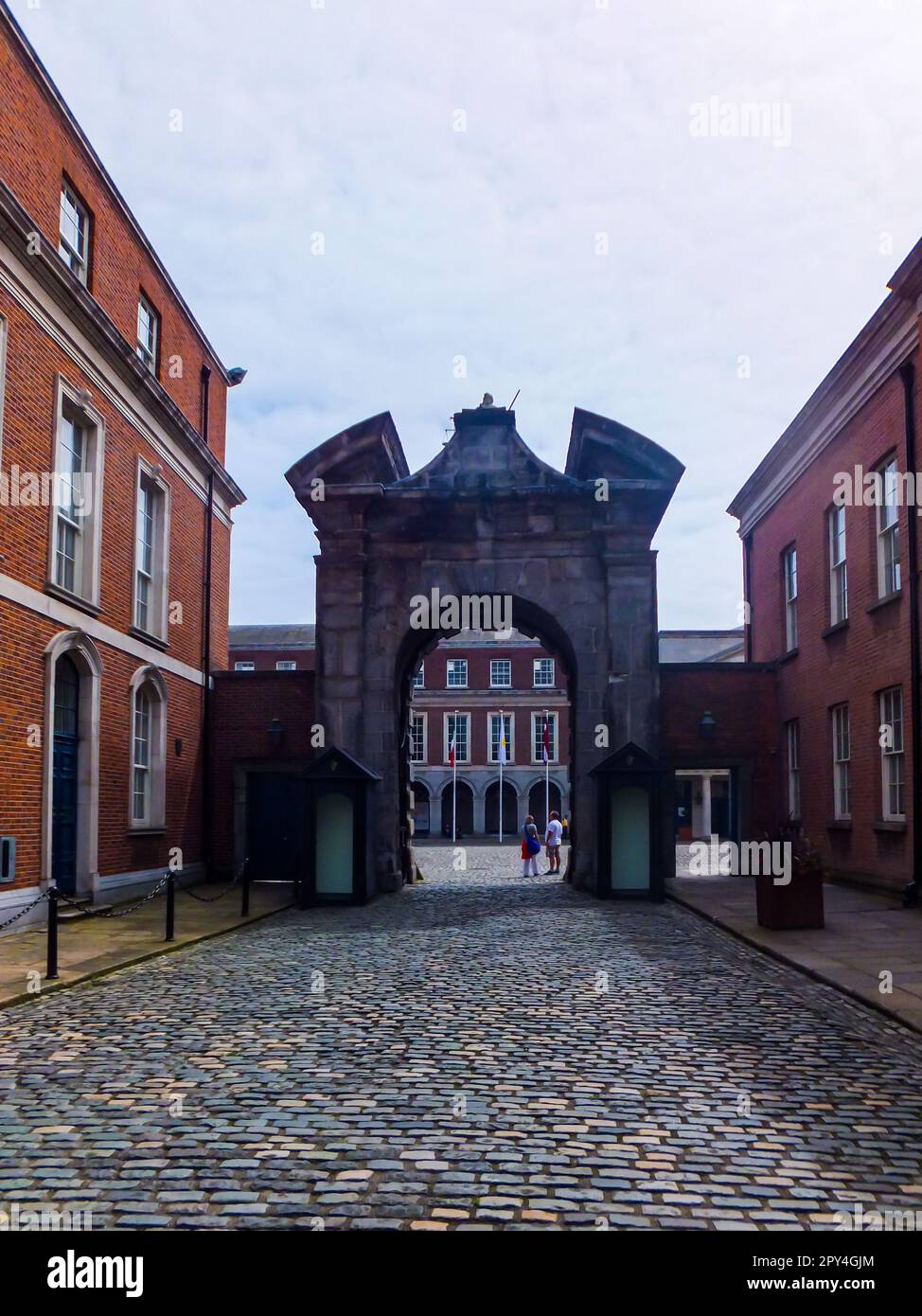 "Justice" is one of two entrances at Cork Hill Gate to Dublin Castle in