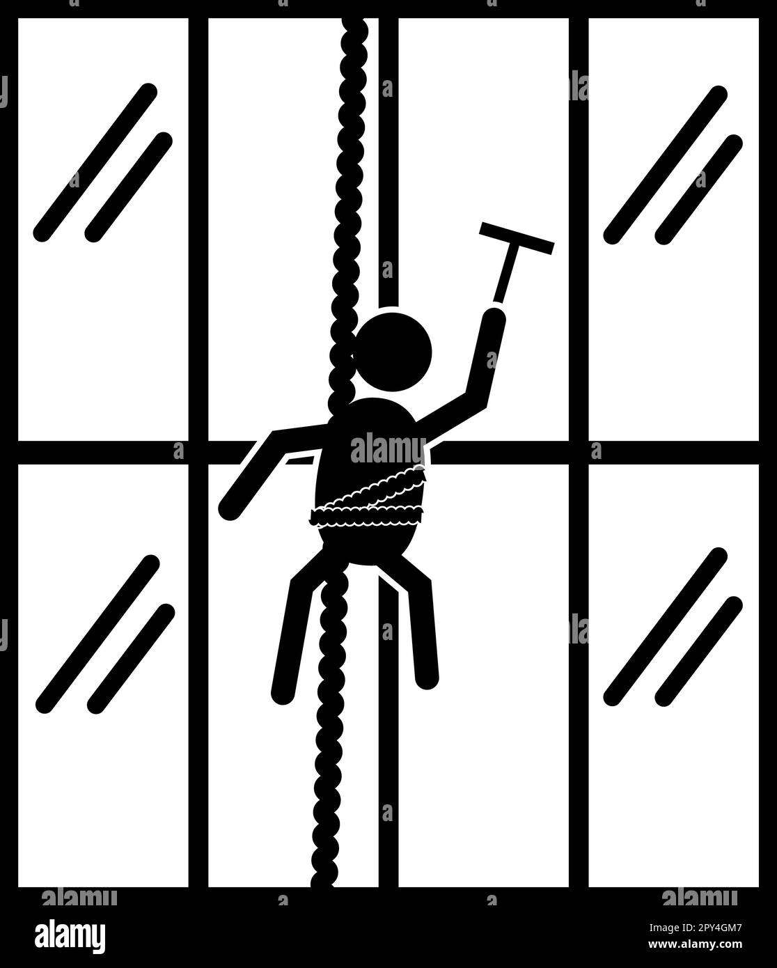 windows cleaner of high building icon. Window cleaner sign. cleaning a