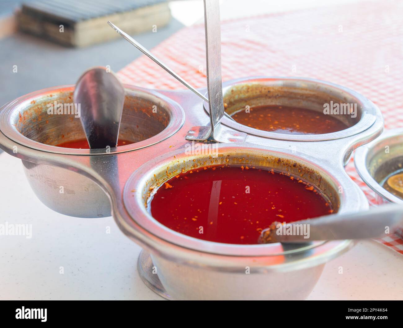 Close up shot of Mexician style sauce at Mexico Stock Photo