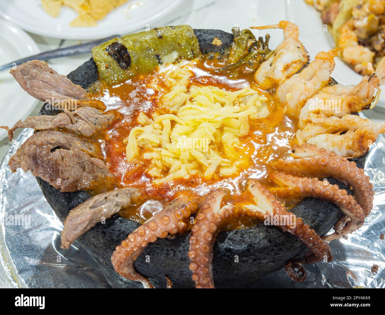 Close up shot of Mexician style hot pot at Mexico Stock Photo