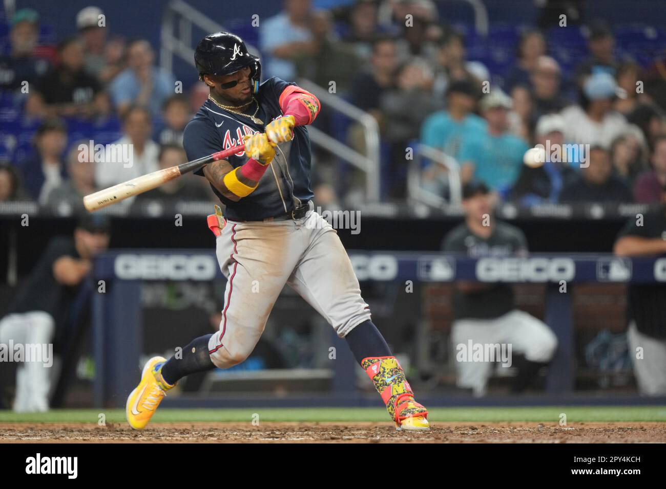 MIAMI, FL - May 2: Atlanta Braves right fielder Ronald Acuna Jr