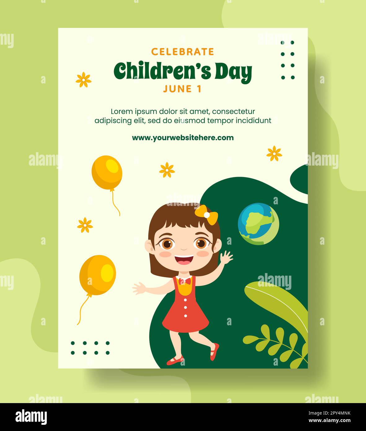 Happy Children Day Vertical Poster Flat Cartoon Hand Drawn Templates Background Illustration