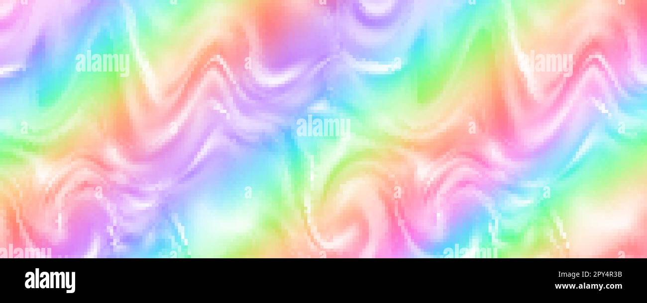 Rainbow background with ombre waves of fluid. Abstract pastel gradient wallpaper with bright vibrant colors. Vector unicorn holographic backdrop. Stock Vector